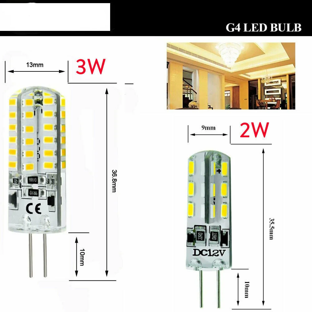 Ampoule LED Mini G4 pour lustre halogène, lampe de remplacement, 12V, 220V, AC, DC, 2W, 3W, 20W, 30W