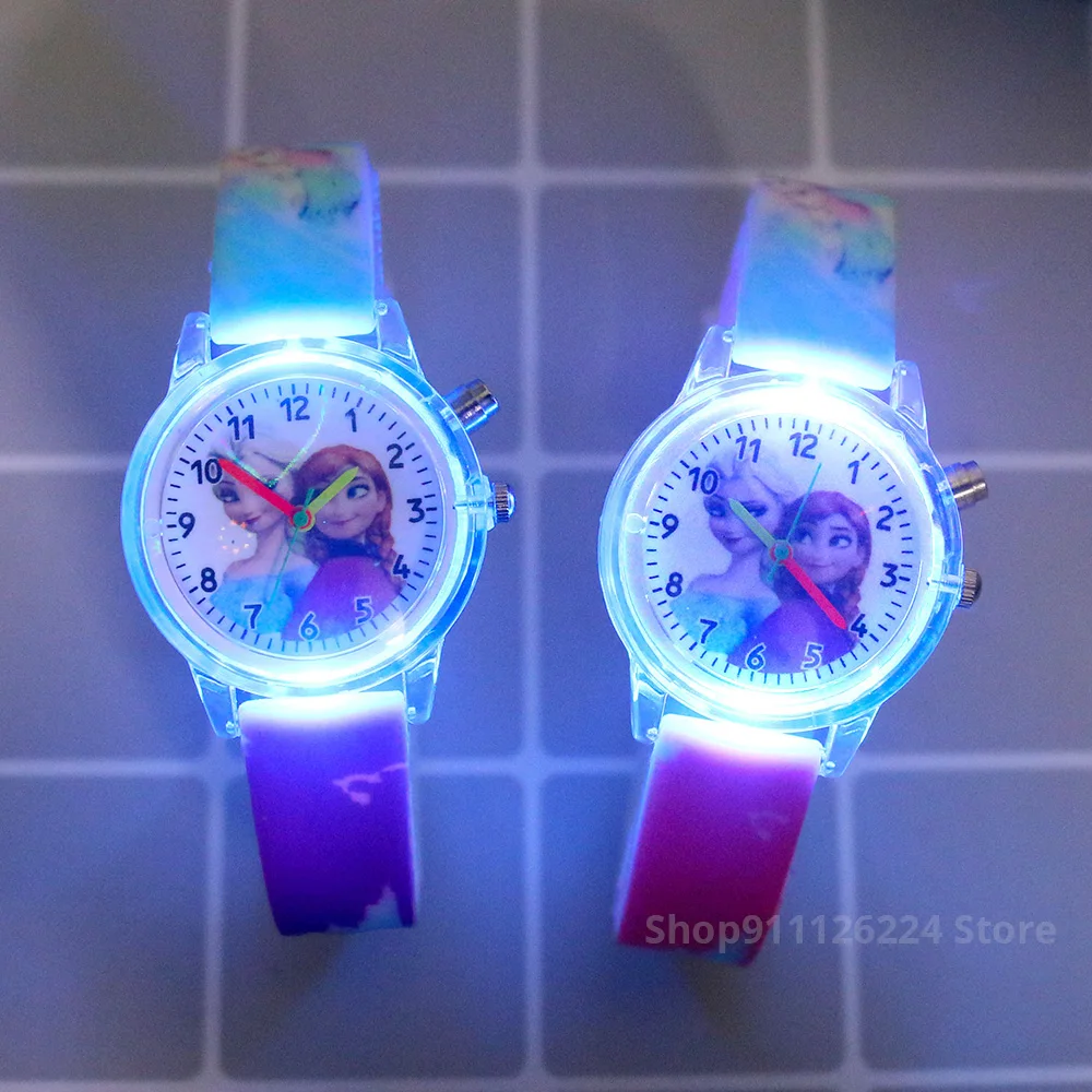 Disney Prinses Elsa Kinderen Horloges Meisjes Siliconen Band Cartoon Konijn Dinosaurus Licht Kinderen Polshorloge Klok Reloj Infantil