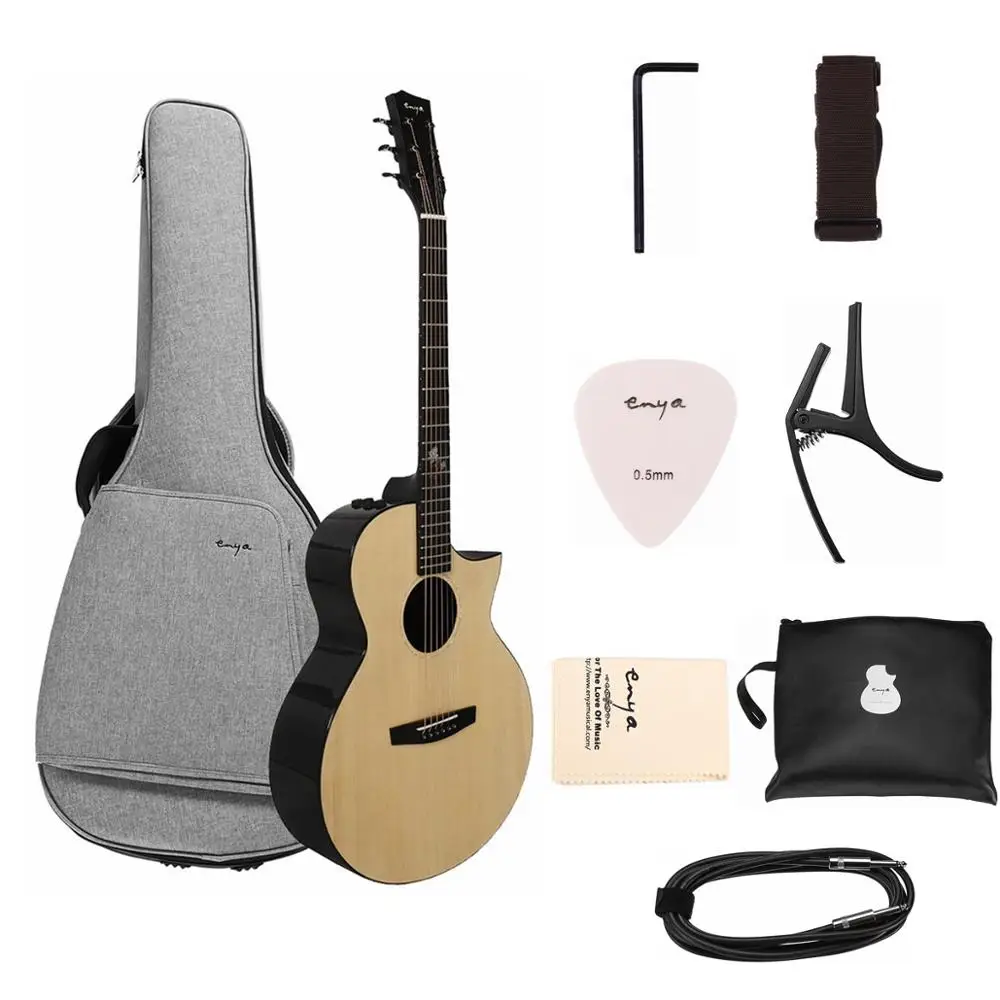 Enya EA-X2C Pro 41 дюймов Pro ель шпон остроугольная акустическая гитара с гитарной сумкой