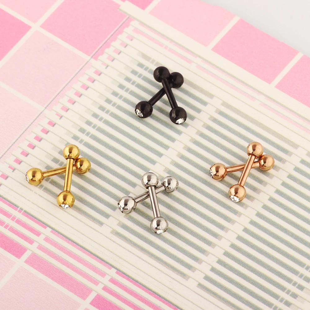 Star Prong set  Ear Cartilage Piercing Tragus Helix Studs Piercing Body Jewelry 16g Stianless Steel Earrings