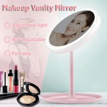 

Portable USB LED Lights Makeup Mirror Beauty Touch Screen Make up Lamp Tabletop Rotated with Light Cosmetic Mirrors