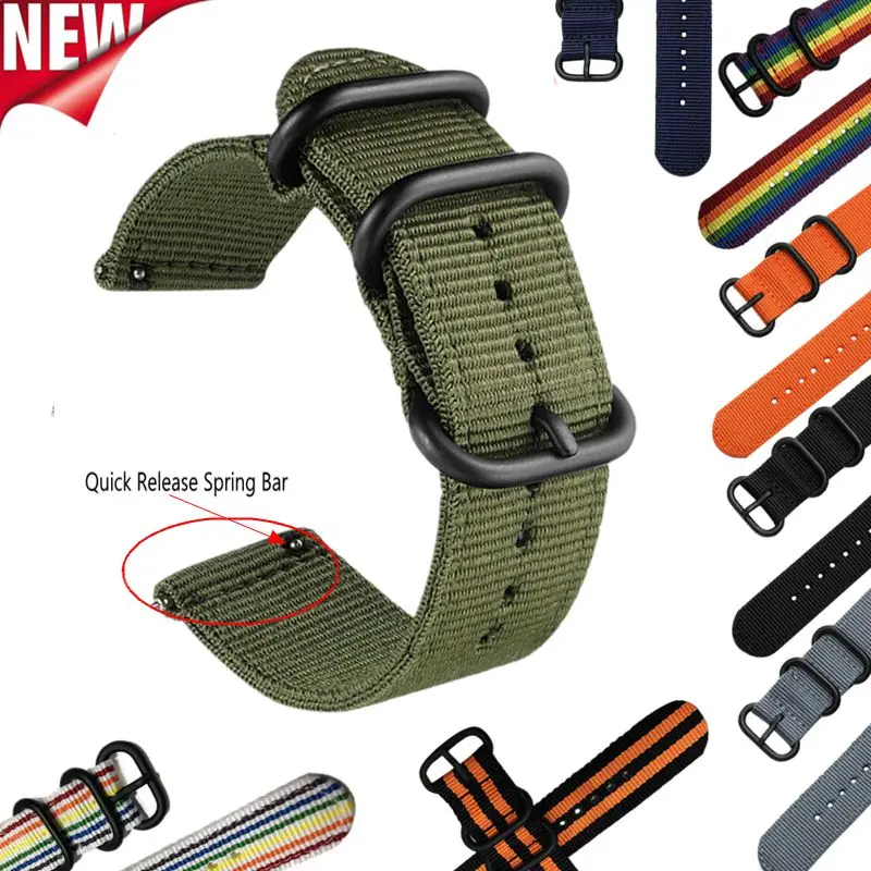 22mm 20mm 24/18mm Nato Nylon Watch Band Strap Accessories for Amazfit Samsung Gear S3/S2 Sport Galaxy 46mm Ticwatch Pro/E | Наручные часы