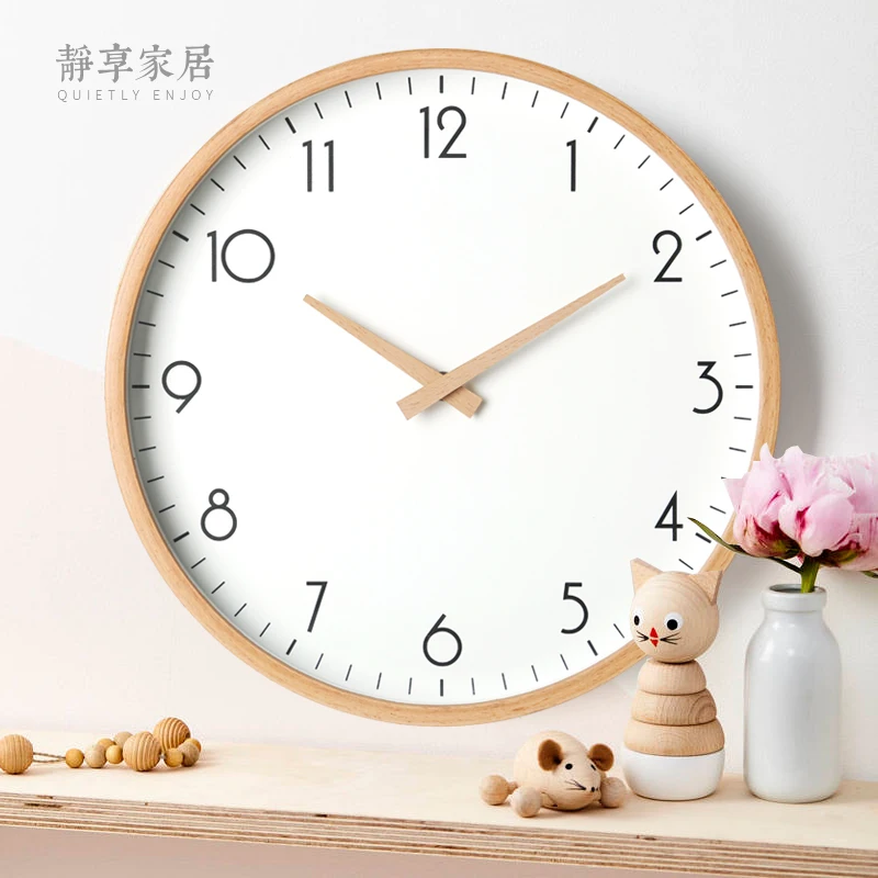 Nordic Silent Wall Clock Modern Design Living Room Wood Mechanism Horloge Mural Home Decor Bedroom Kitchen Office B60 | Дом и сад