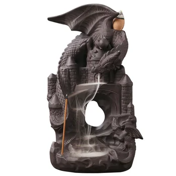 

Pretty Adorable Brown Purple Clay Burner Incense Holder Dragon Incense Burner