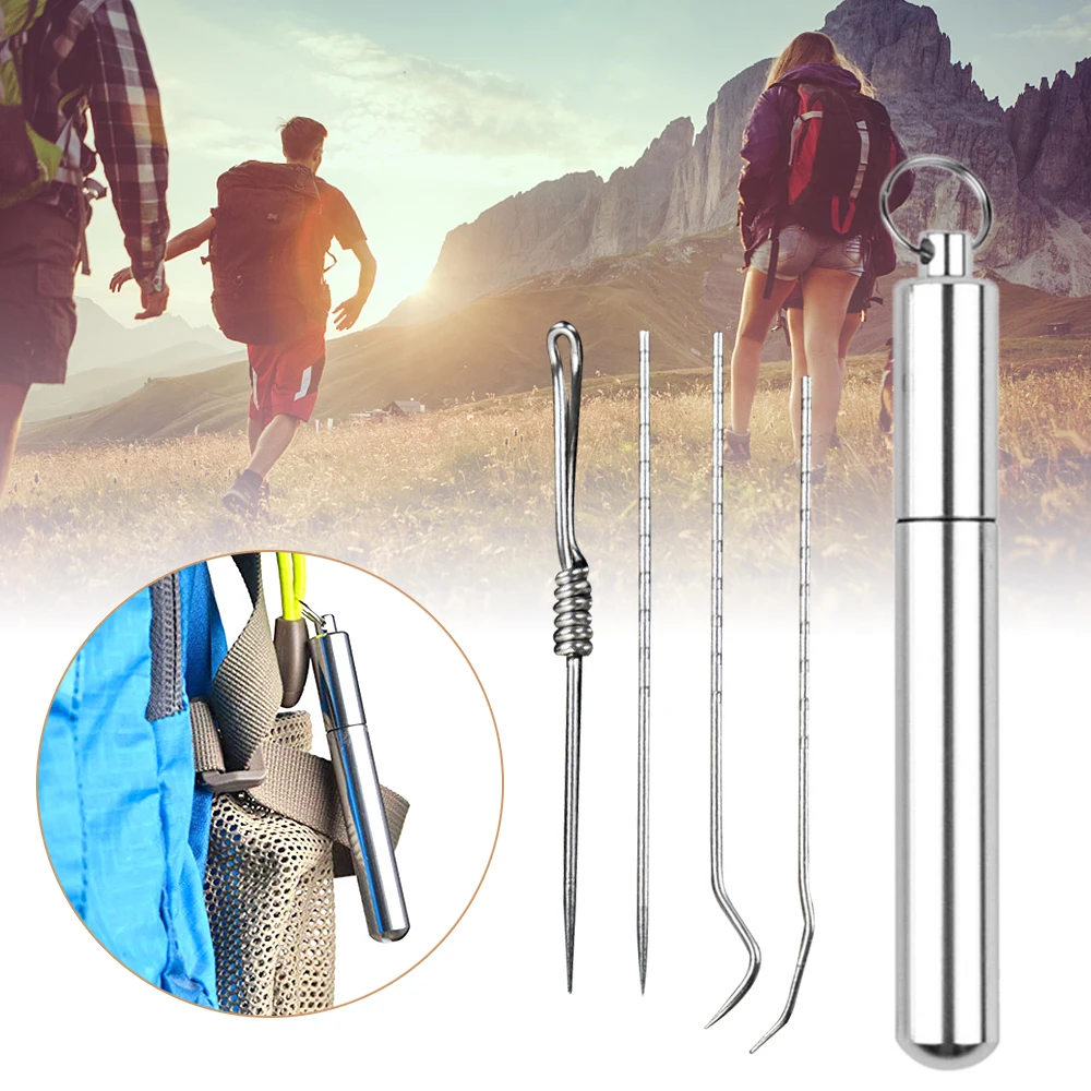 

Titanium Alloy Ear spoon Toothpick Trave Kit Tableware Dinnerware Sets Fruit Picks Toothpick Rust-resistance Outdoor Tools