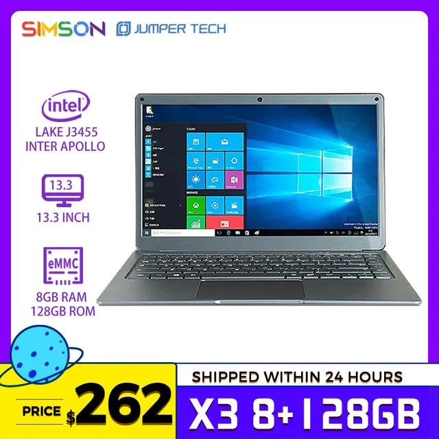 Jumper Notebook X3 Premium Windows 10 Intel J3455 13.3 inch 1080P IPS Display Apollo Lake  8GB 128GB X3 Upgrade Version 1
