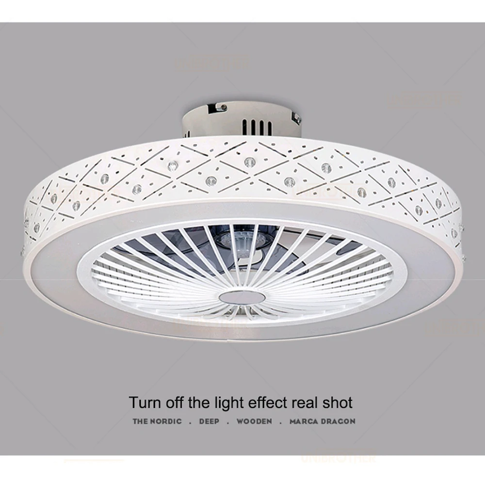 19-21 inch Ceiling fan smart remote control with lights Indoor home decora 50-55cm round modern ceiling fan with light
