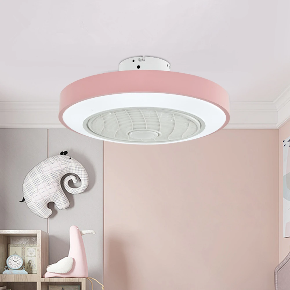 Modern Nordic Simple Ceiling Fan Light Acrylic LED Smart Mute Remote Dimming AC 220V Children's Bedroom Ceiling Light
