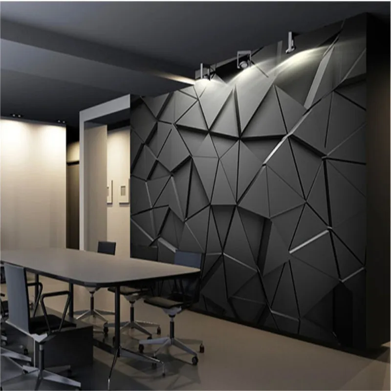 Современная Роскошная 3D стереоскопическая черная Геометрическая треугольная настенная бумага s для гостиной, офиса, промышленный декор, Настенная бумага 3D