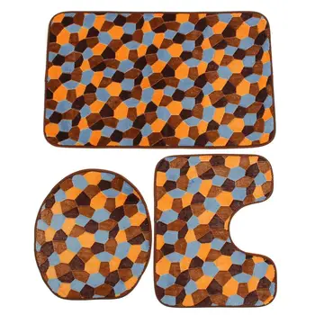 

3pcs/set Non Slip Bathroom Pad Floor Mat Carpet Absorbent Pedestal Rug Lid Toilet Cover Bath Mat Decor