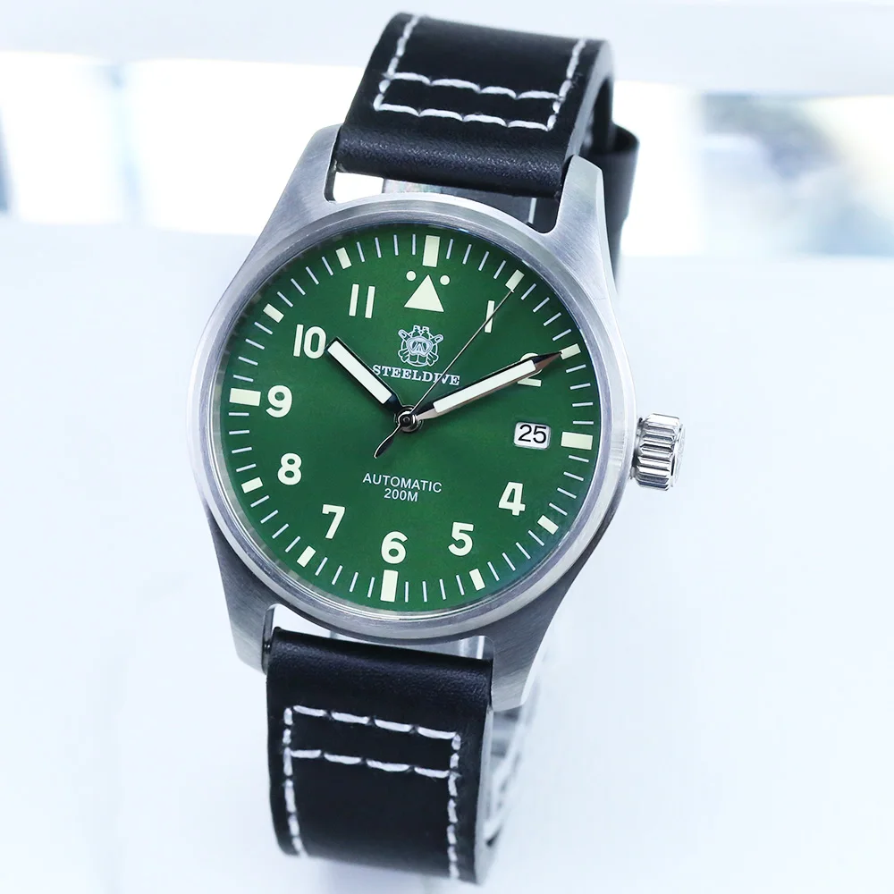 US $99.00 1940 Reengraved Mark 9 Pilot Watch NH35 Automatic Mechanical Watch Auto Date Calendar Stainless Steel 20Bar Dive Watch Men