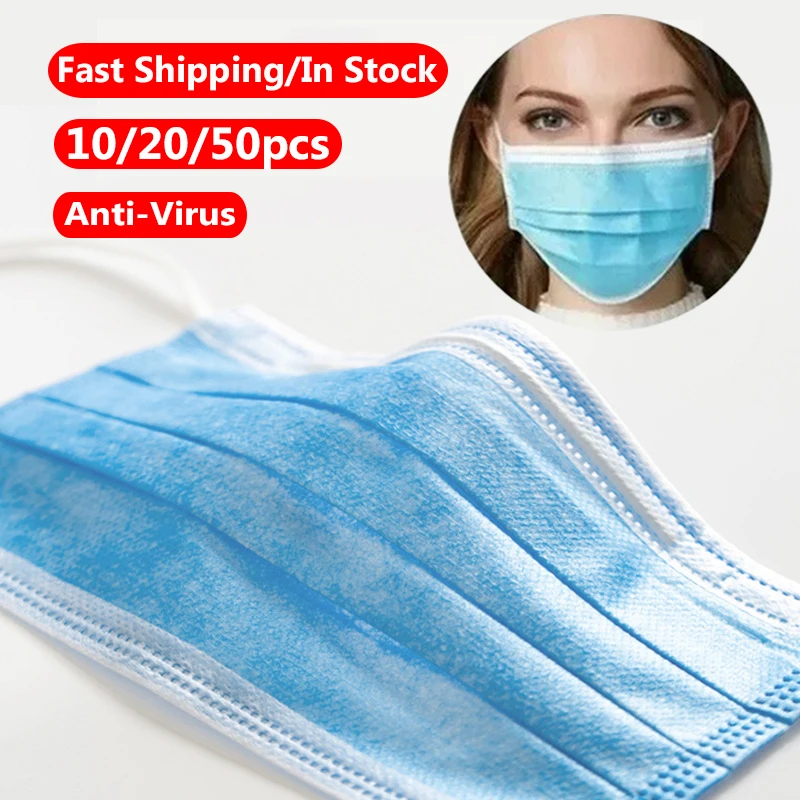 

Disposable Earloop Face Mouth Masks 3 Layers Filter Virus Medical Anti Virus Mask ffp3 Respirator Protective Masks Fast Shipping