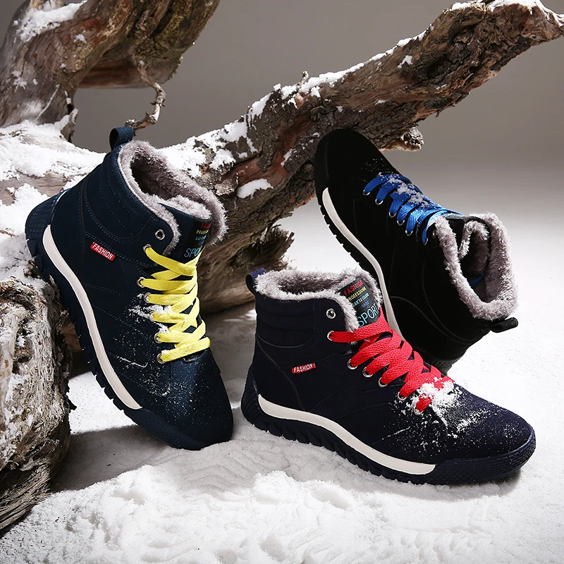 Brand Winter Boots Men Outdoor Plush Warm Snow Boots Plus Size Male Fashion Hiking Non-slip Cotton Shoes New Design