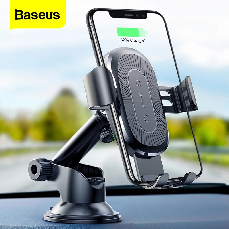 Baseus Qi Wireless Charger Car Holder for iPhone X 8 Samsung S9 Suction Wireless Charging Quick Charger Car Mount Phone Holder