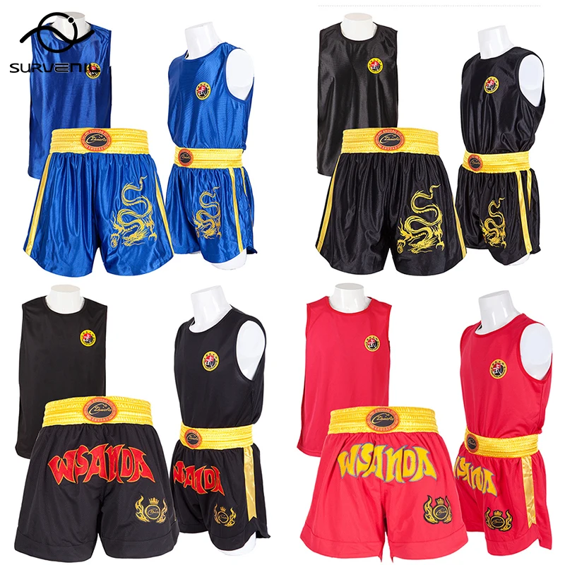 MMA Shorts Muay Thai T Shirt Kungfu Wushu Clothing Martial Arts Sanda Rashguard Boxing Pants Men Women Kids Performance Costume mma shorts