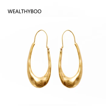 Gold Plated Circle Earrings ensitive Ears Stainless Steel Earring Women's Fashion Simple Style oval Earring Smooth