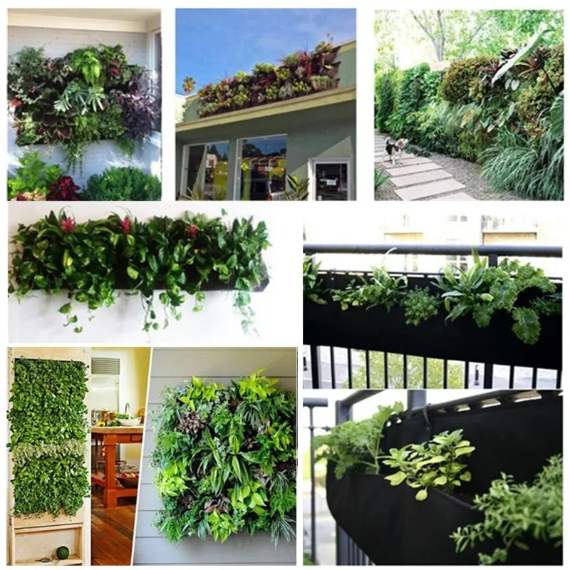 

Outdoor Vertical Gardening Non Woven Hanging Wall Garden 4 Pocket Planting Bags Seedling Wall Planter Bag Fower Pot
