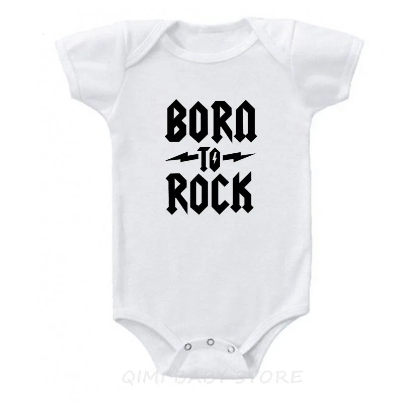 Детское хлопковое боди с короткими рукавами для новорожденных «Born To Rock»; милая Одежда для маленьких мальчиков; комбинезон; Одежда для младенцев; детское боди «Rock»