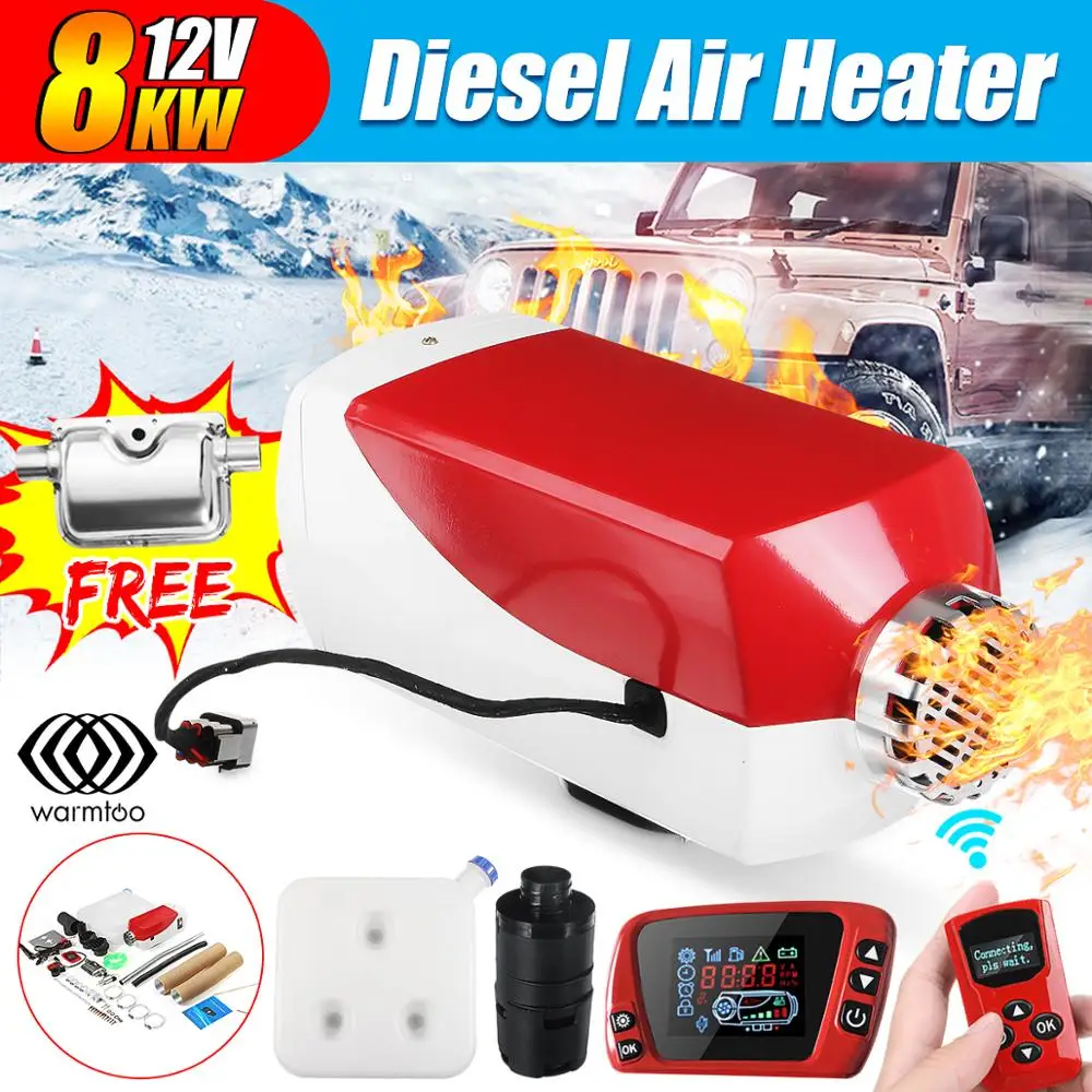 

Car Heater Metal Shell 12V 8KW LCD Display Air Diesel Car Heater High Power Triple Air Outlet With Oil Extractor For Boat Bus