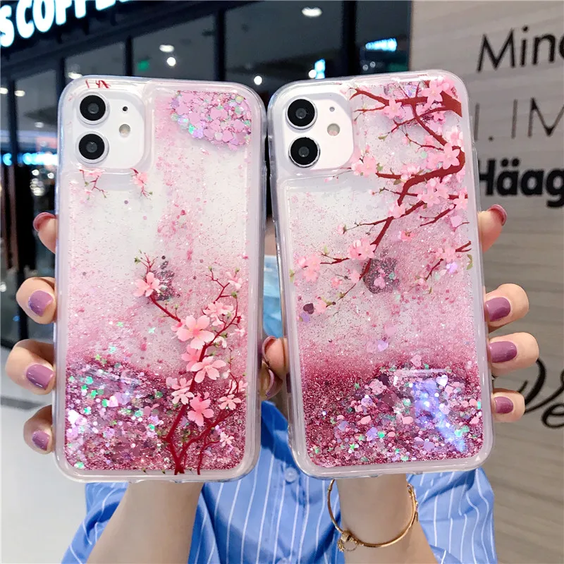 Подходит для Samsung Galaxy S8 S9 S10 S20 Plus Note 8 9 10 A50 A51 A70 A71 жидкий зыбучий песок слива лебедь