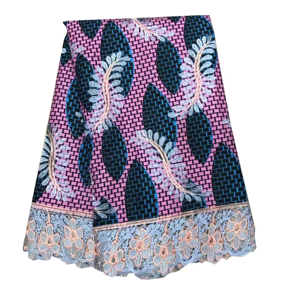 Гипюровая кружевная ткань, вышитая Высококачественная африканская восковая кружевная ткань со шнуром, швейцарское кружево с водой для платья 91102