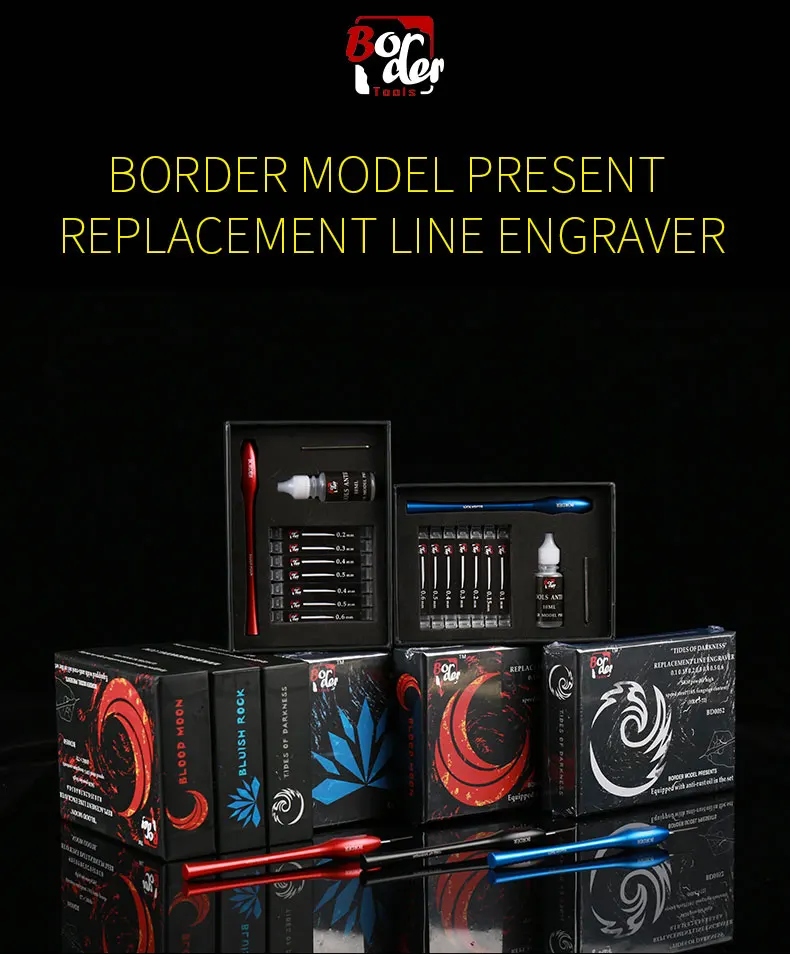 BORDER REPLACENENT  LINE ENGRAVER 0.1~0.6  Seven blades including rust preventive oil and handle model building kits