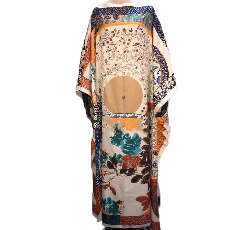 african attire for women 2020 Middle East Popular Printed Batwing Sleeve Summer Bohemian Silk Maxi dress мусульманская Turkey Women outlet Silk kaftan africa dress