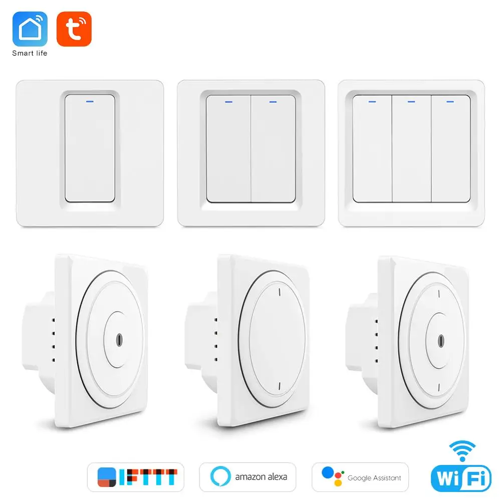 Tuya wifi Пульт дистанционного управления выключатель света ЕС настенная кнопка smart