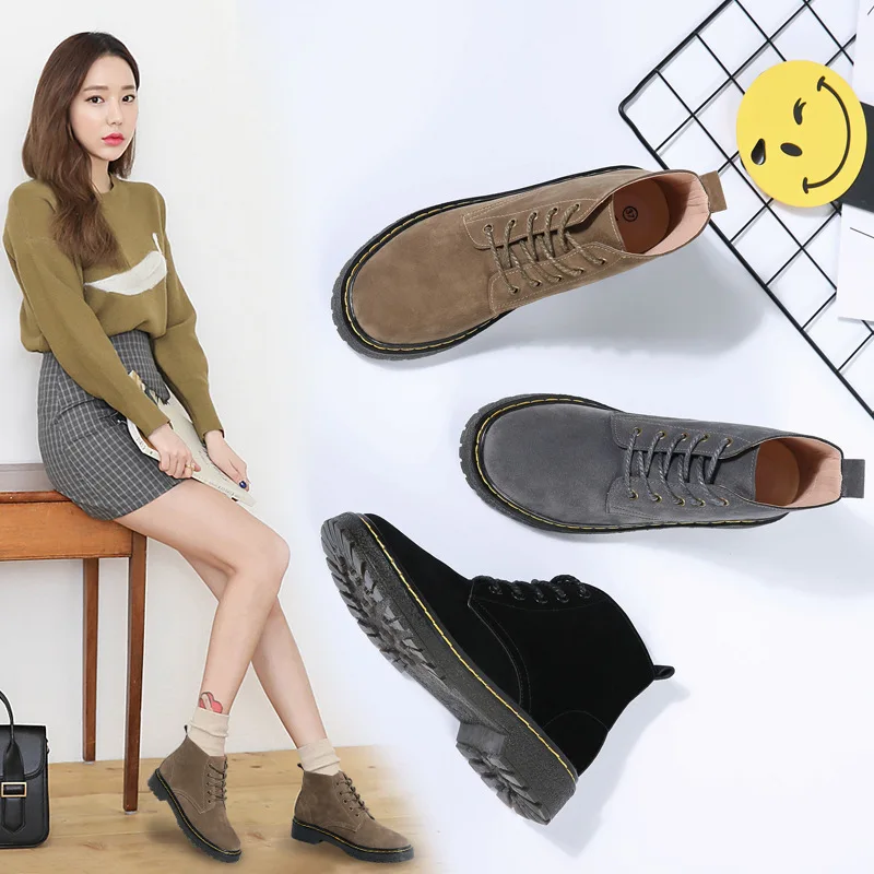 

Woman Season Back Suede Leather Increase Suede Cotton Boots Women's Shoes Keep Warm Boots Woman England Single Shoe