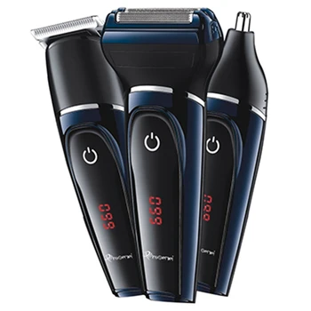 

Men's 3in1 electric shaver cleaning face trimer rechargeable electric razor for men beard trimmer head body shaving machine set