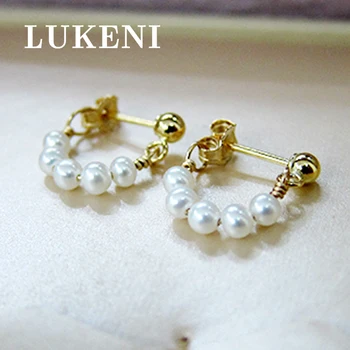 

Ladies 14k gold filled freshwater pearl beads earrings Ladies accessories non-allergenic simple pearl jewelry pendant earrings