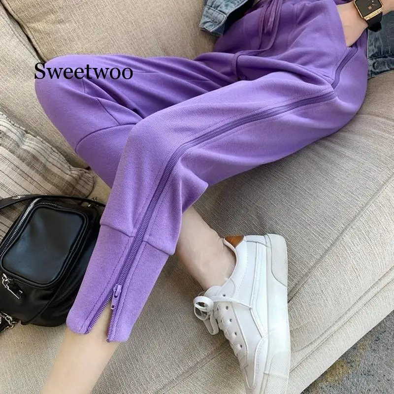 Pants Women Solid Fashion Lace Up Elastic Waist Zipper Trousers Spring 2020 Casual High Beam Feet Female | Женская одежда