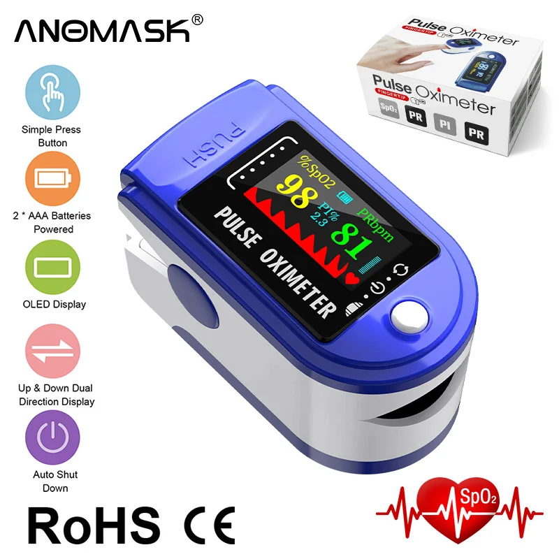 Fingertip Pulse Oximeter Portable Finger Blood Oxygen Saturation Monitor OLED Heart Rate Health Care SpO2 PR PI |