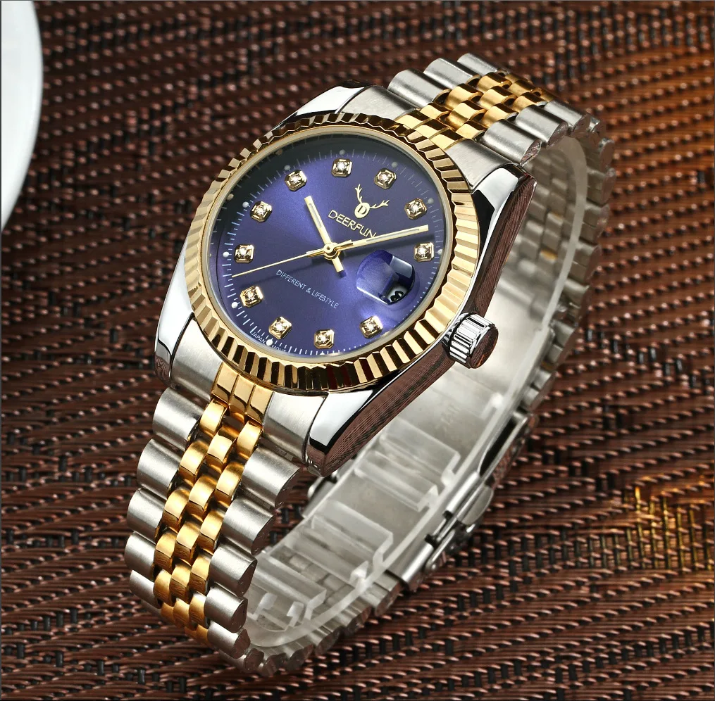 Швейцарские часы oyster perpetual Rolexable datejust MIYOTA, кварцевые классические деловые золотые часы с алмазной поверхностью reloj hombre - Цвет: ROL DJ106