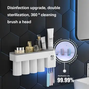 

UV Sanitizer Magnetic Adsorption Toothbrush Holder Automatic Toothpaste Squeezer Dispenser Wall Mount Storage Bathroom Accessory