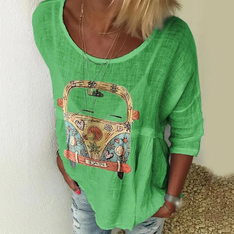 

Women's Tops Ladies Pullover Round Neck Printed Comfortable Casual Loose Long Sleeve High Quality Fashion Tops