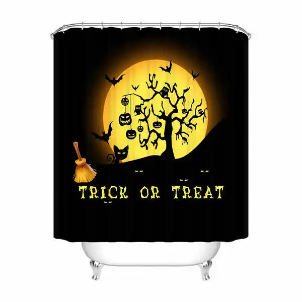 Shower Curtain Пользовательские водонепроницаемый Душ занавес лицо мультфильм Хэллоуин печатных ванная комната декор различных размеров#180324-01-34 - Цвет: Shower Curtain