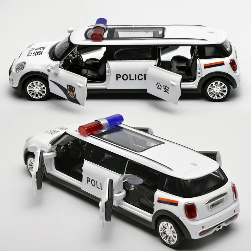 

1:32 Alloy Metal Luxury Policecar Real Alloy Police Car Model Light and Music Boy Collecting Pull Back Cars Model Kids Toy Gift