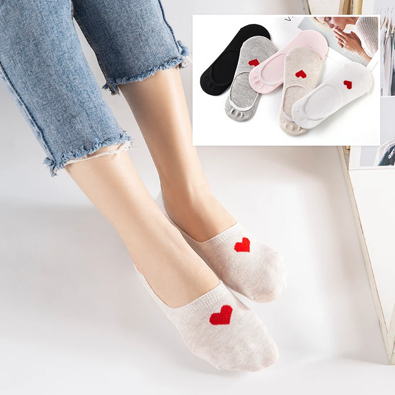 5 pairs/Lot Kawaii Women Cotton Socks Fashion Cartoon Pattern Invisible Socks Female Slipper socks Breathable Girls Boat Socks - Цвет: 3