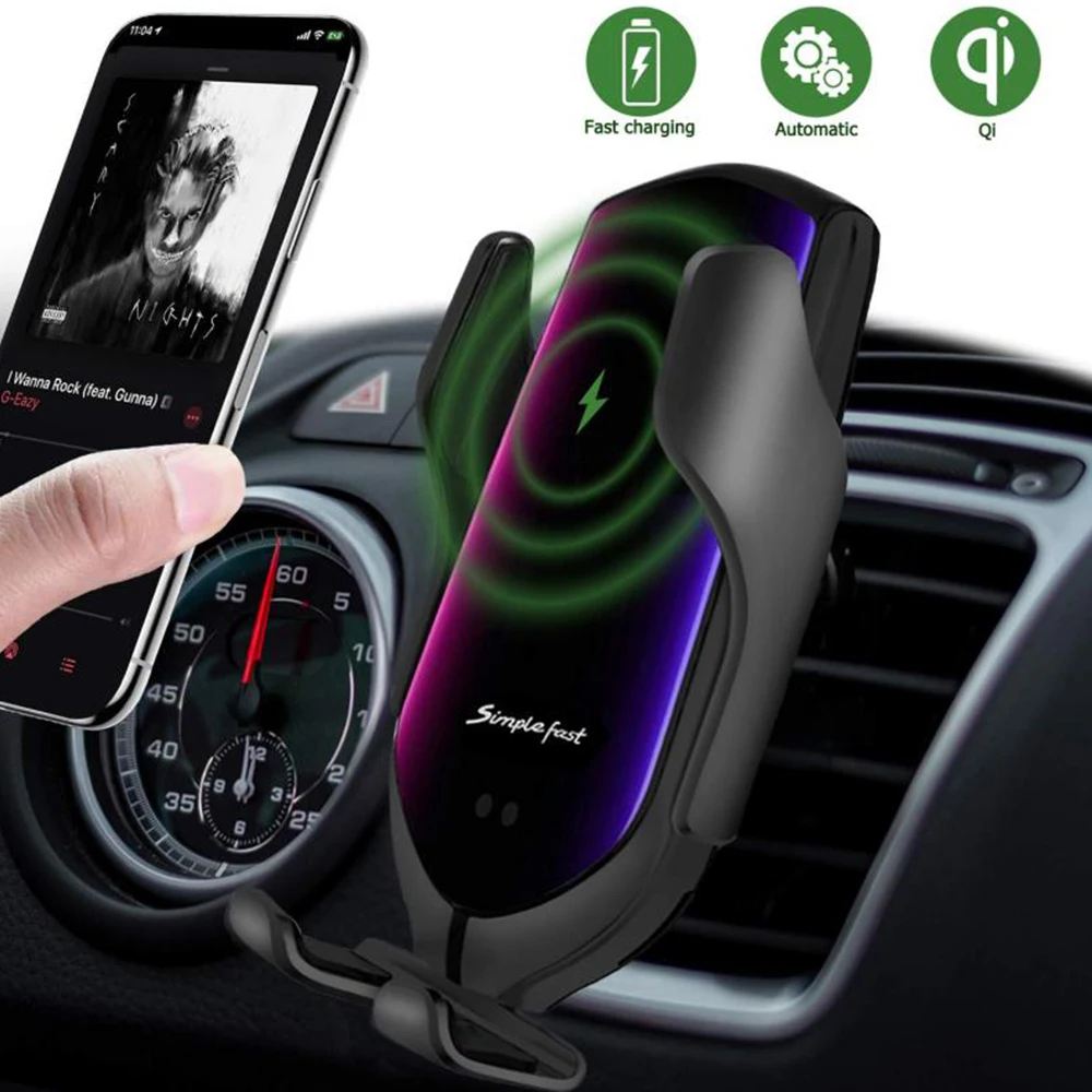 FLOVEME R3 Car Smartphone Holder Stand Auto Sensor Clamp Wireless Charger Phone Holder In Car Wireless Charging Stand For Mobile