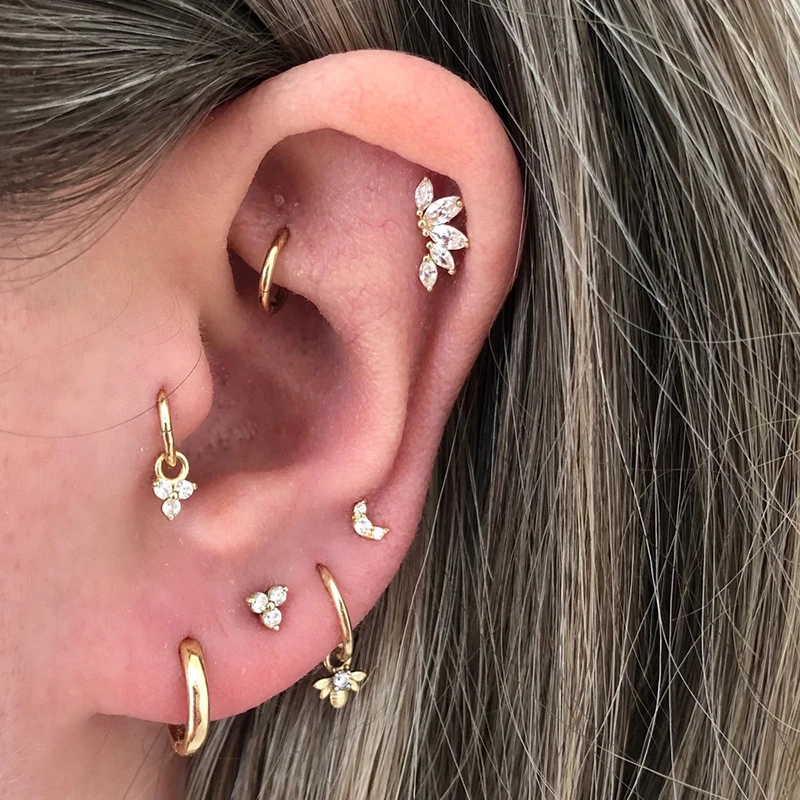 CANNER 1 Pair Luxury Crown 925 sterling silver Stud earrings for Women Earings ear bone Piercing Earrings Jewelry pendientes