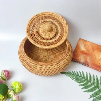 

Rattan Fruit Basket Living Room Home Bread Basket Pure Hand Storage Basket Hotel Creative Fruit Plate