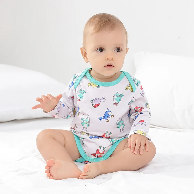 Newborn Baby Boys Bodysuit Short-Sleeve Onesie Live Love Dance Print Rompers Winter Pajamas 
