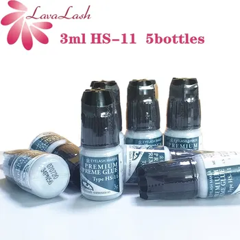 

3ml 5bottles Elite HS-11 Glue For Eyelash Extensions Premium Volume Adhesive Glue dry time 1-2S lasting 7-8 W False lash glue