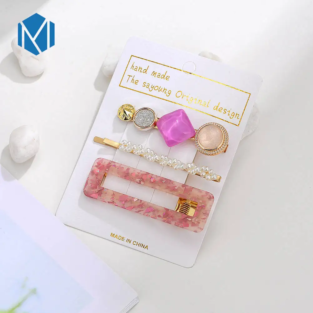 three pieces D1 Модные заколки для волос для женщин, модные милые заколки для девочек, простые заколки в Корейском стиле, сплав, ВВ, ручная работа, INS, аксессуары для волос - Цвет: three pieces D1