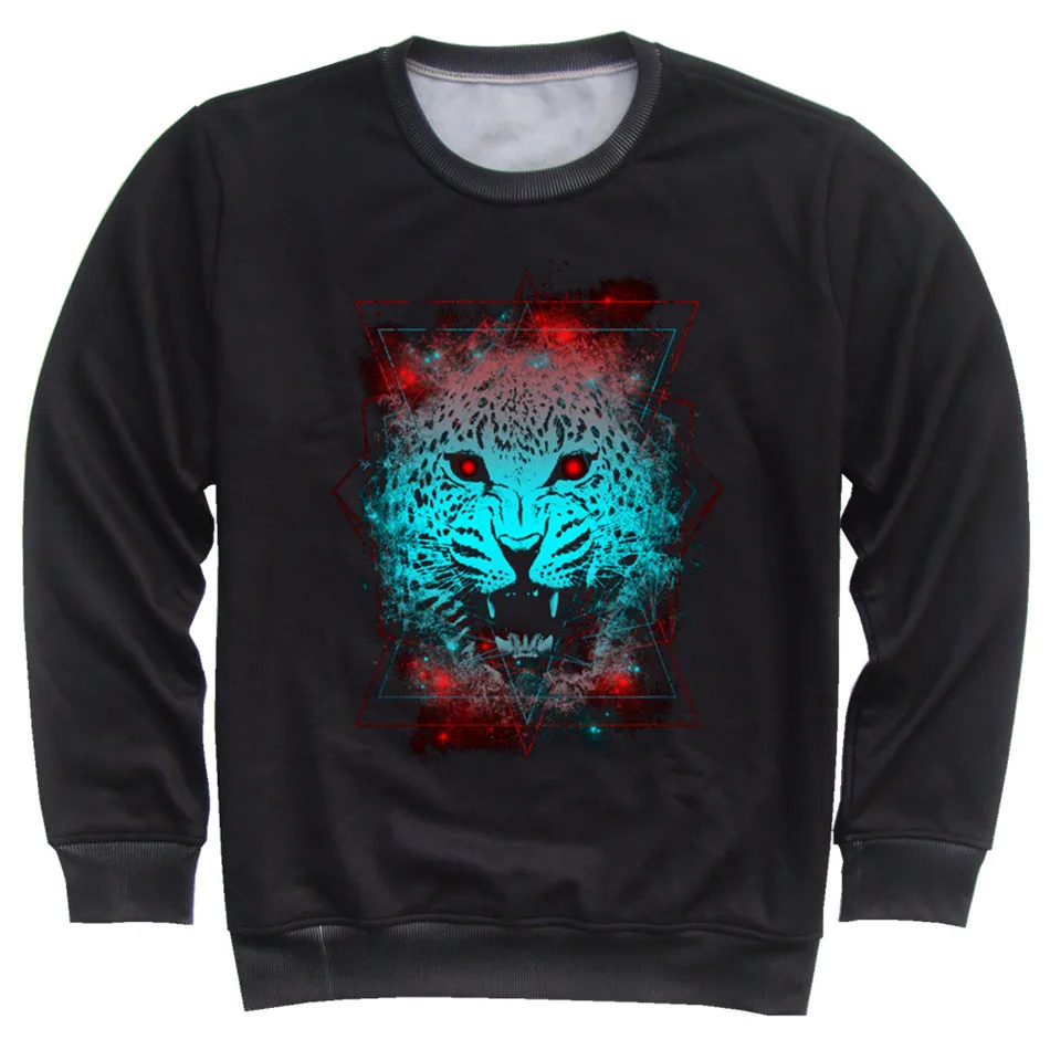4-13 Years Spring Cute White Tiger Head Owl Leopard Printed Boys Girls 3D Hoodies Children Black Sweatshirts Kids Pullover - Цвет: as picture show-360