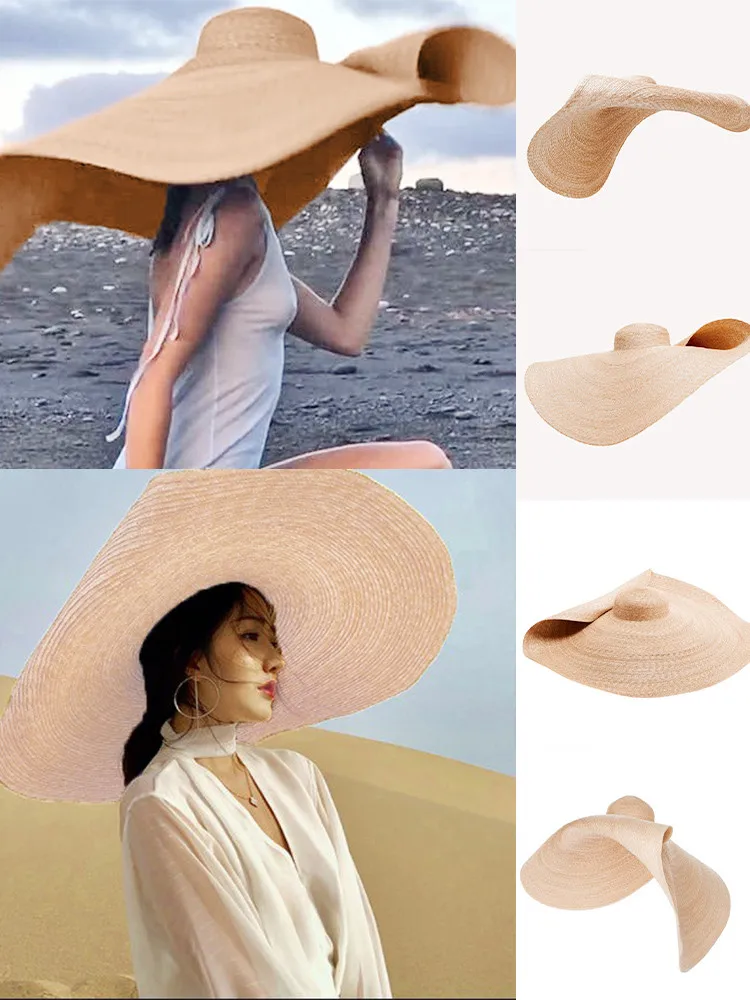 

2019 network fashion bloggers the same style straw Large Sun Hat Beach Anti-UV Sun Protection Foldable Straw Cap Cover #19617