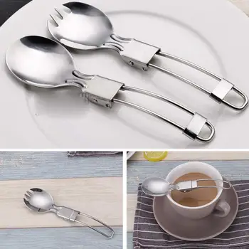 

Cookware Outdoor Utensil Travel Portable Cutlery Tableware Spork Fork Flatware Picnic Camp Backpack Stainless Steel Fold Spoon