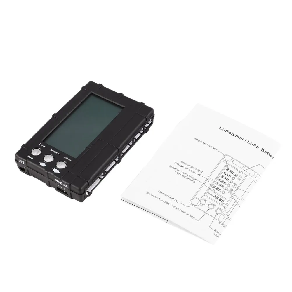 

3in1 Battery Balancer LiPo/LiFe 2-6s Balancing Discharger Voltage Meter Tester LCD Screen Register JST Connector for RC Model