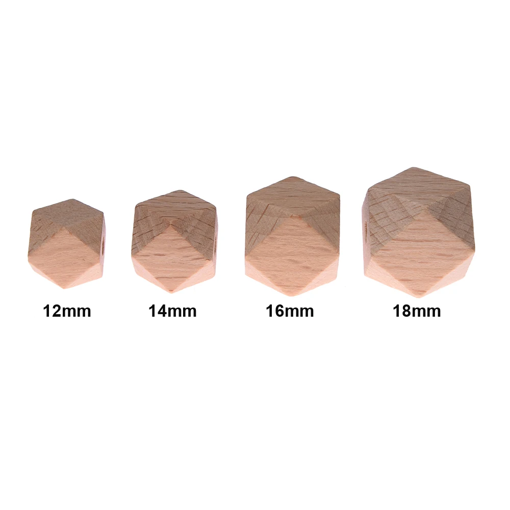 100pcs Multi Size Round Hexagon Beech Wood Baby Teething Beads Chewable Baby Teether Pacifier Bracelet Necklace Jewelry Making